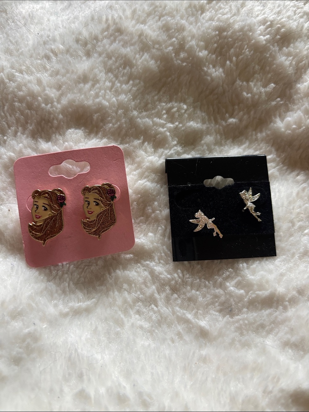 Kids Belle Princess Face Stud Earrings and Silver Fairy Stud Earrings -